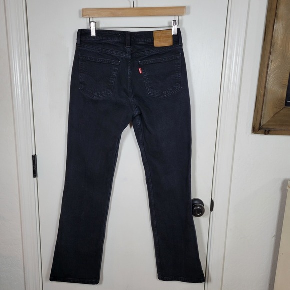 Levi's Premium Low Pitch Bootcut Jeans Size 27 Mid Rise Faded Distressed Wash - Picture 7 of 10
